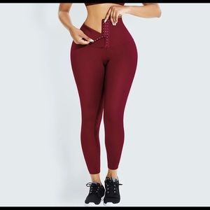 Corset Leggings (Wine Red)